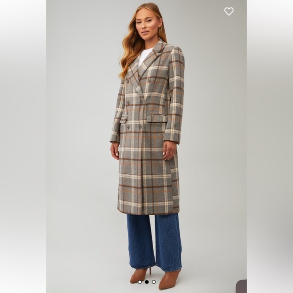 Astr raquel coat  Plaid Double-Breasted Coat - Picture 2 of 16